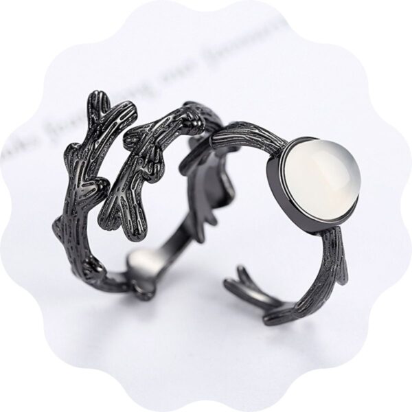 Bagues de couple branches noires et perle