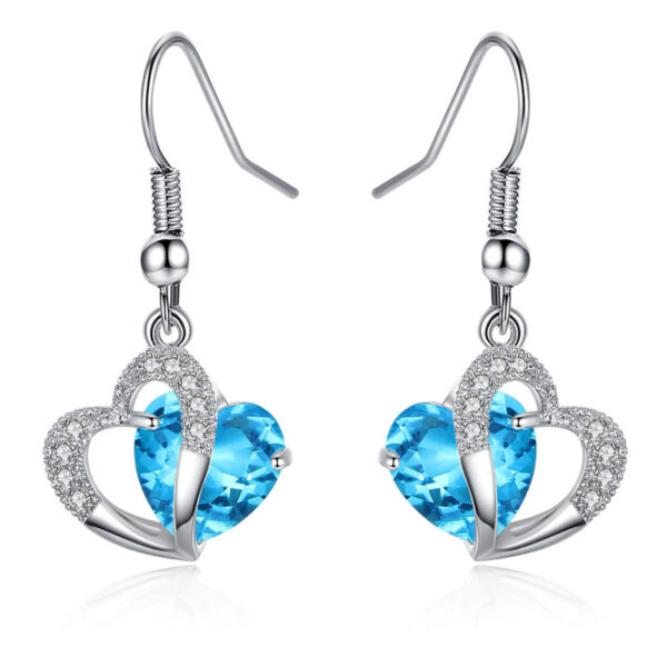Parure Zircon bleu ciel dans coeur – Image 4