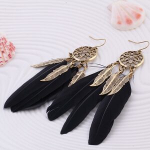 Boucles d'oreilles plumes noires