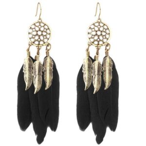 Boucles d'oreilles plumes noires