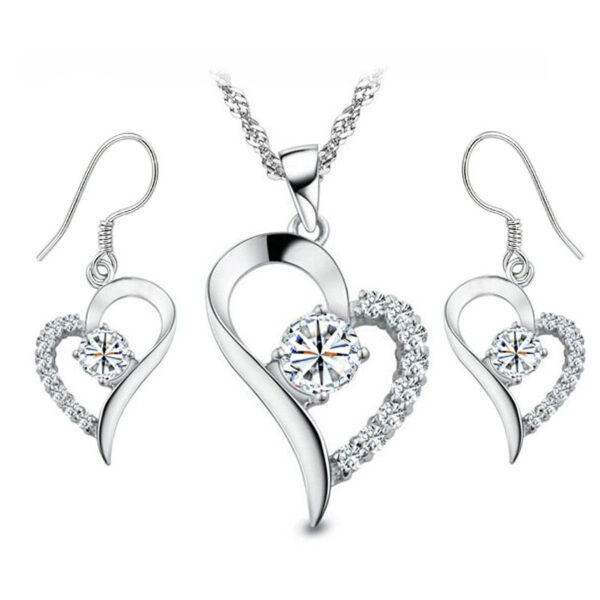 Parure zircon blanc dans coeur – Image 2