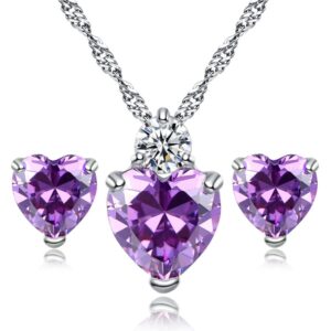 Parure Coeur zircon violet