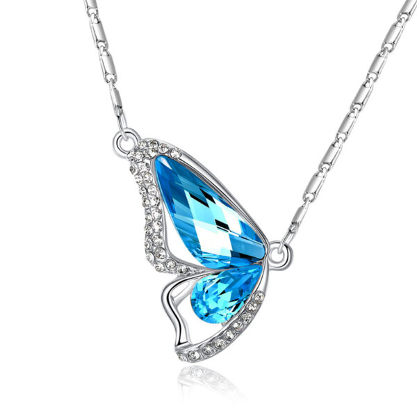 Collier Ailes de papillon pierre bleu ciel – Image 3