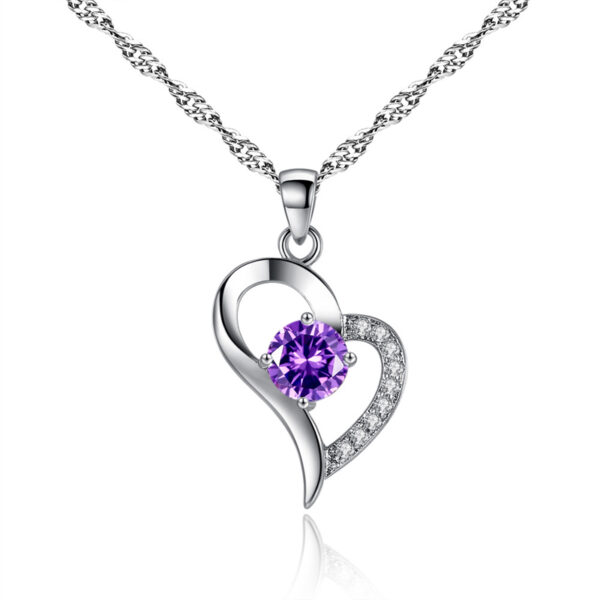 Collier Pierre mauve dans Coeur – Image 2