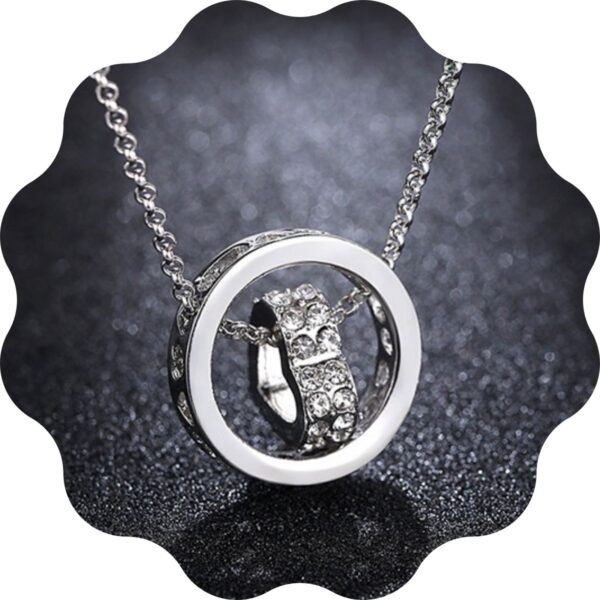 Collier Argente Coeur dans anneau