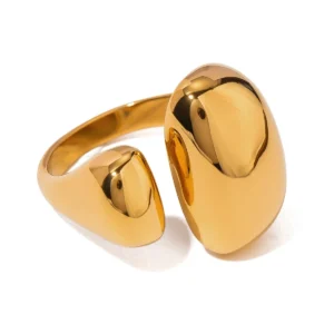 Bague Femme Acier Inox. Plaqué Or 18K - Style Palais Simple