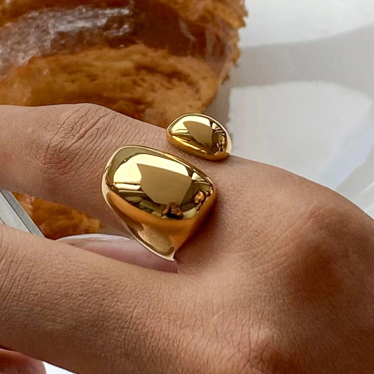 Bague Femme Acier Inox. Plaqué Or 18K - Style Palais Simple – Image 2
