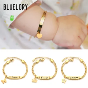 Bracelet enfant personnalisé prénom & date - Acier Inoxydable