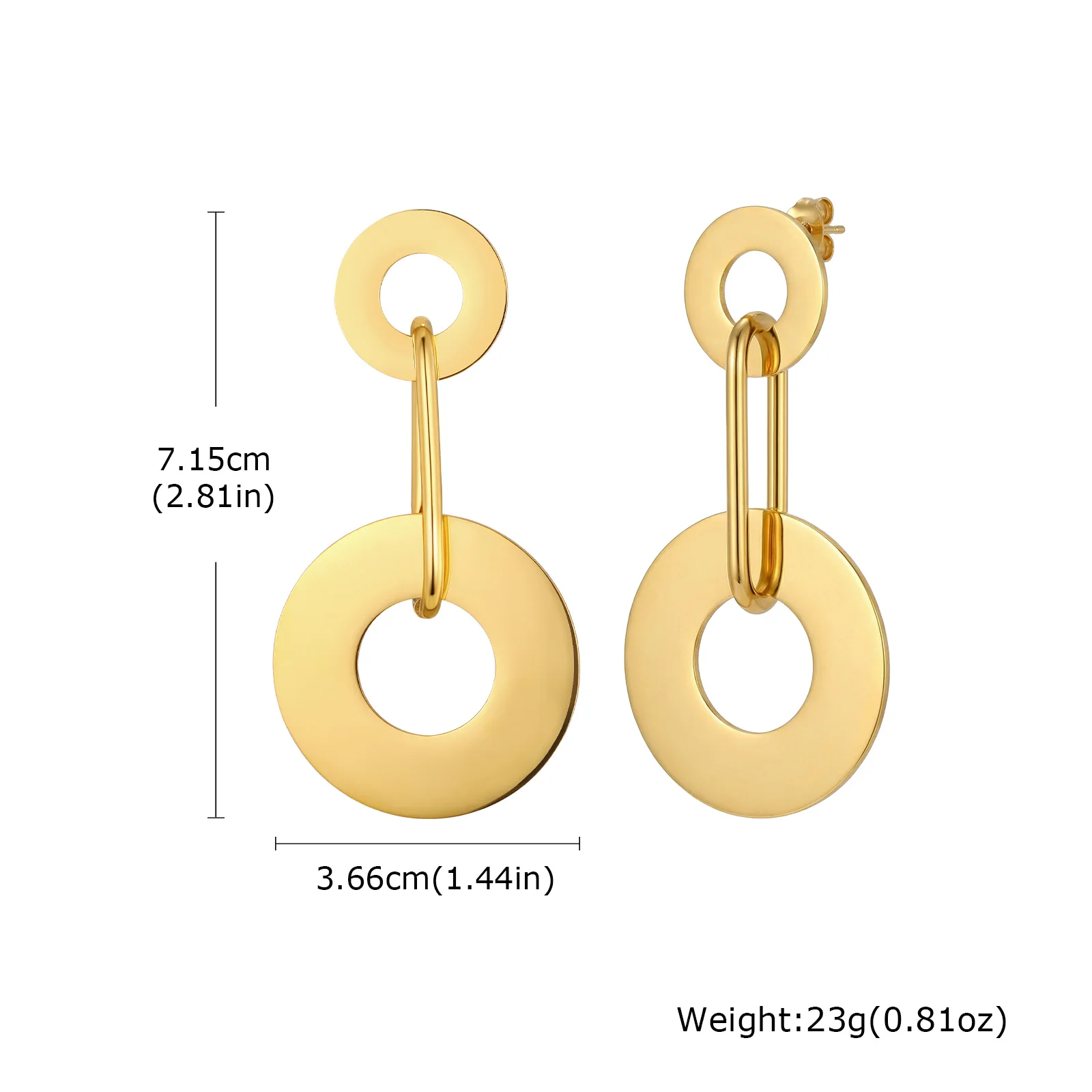 Boucles d'oreilles pendantes géométriques acier inoxydable plaqué or – Image 11
