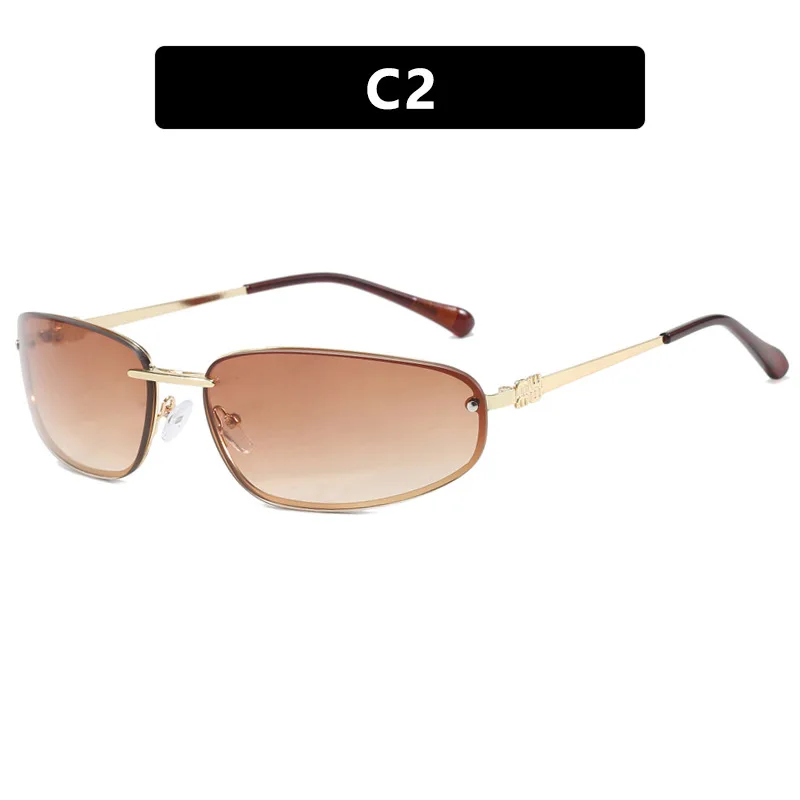 Lunettes de Soleil Ovale Femme Y2K Sans Monture UV400 – Image 8
