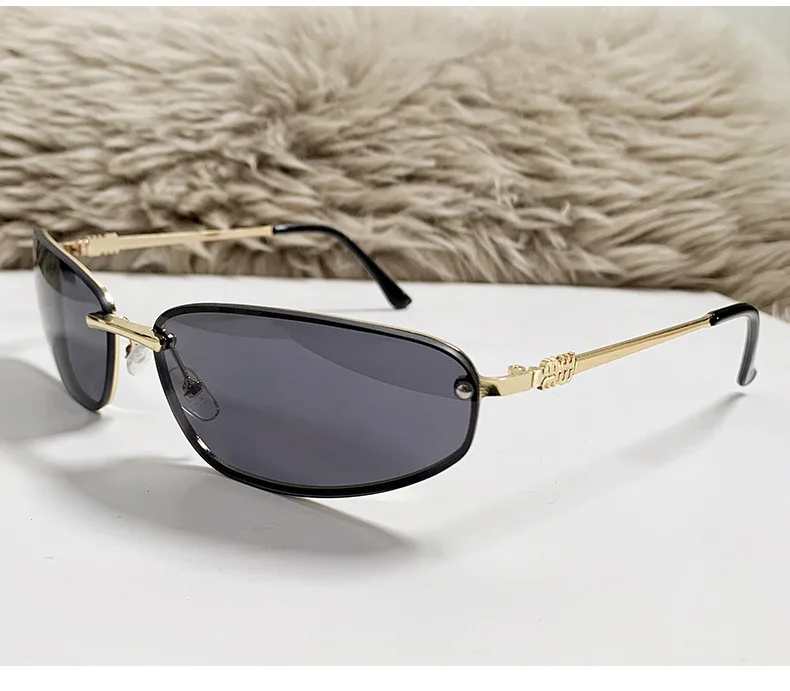 Lunettes de Soleil Ovale Femme Y2K Sans Monture UV400