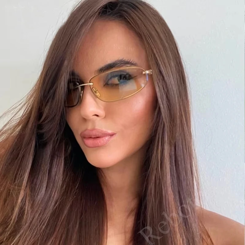 Lunettes de Soleil Ovale Femme Y2K Sans Monture UV400 – Image 4
