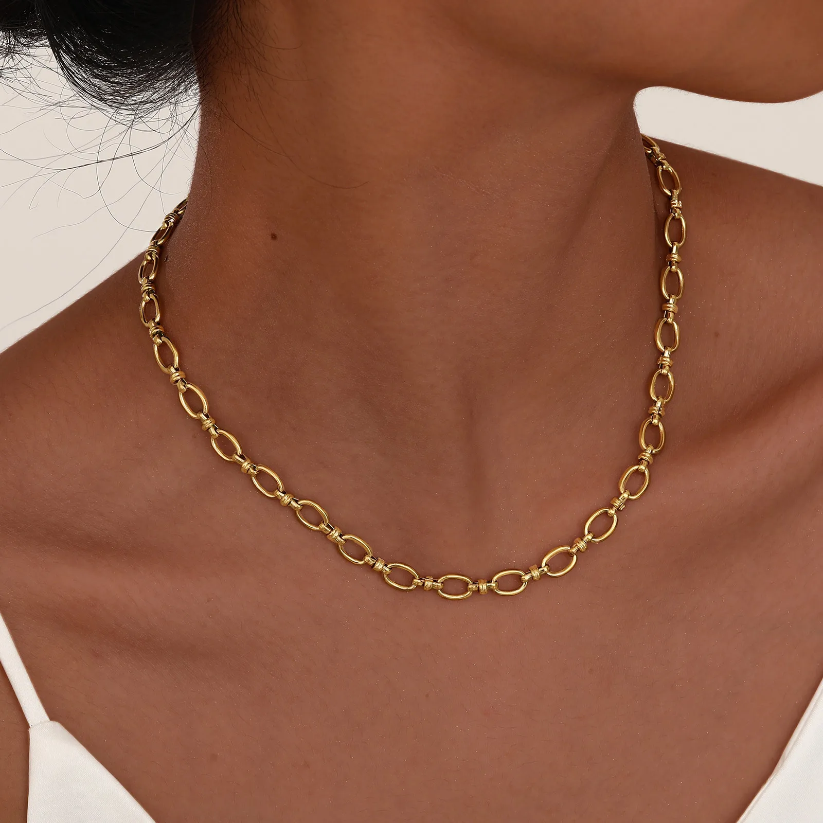 Collier Chaîne Acier Inoxydable Femme - Tendance Rétro Élégant – Image 2