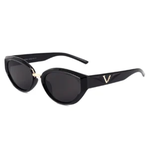 Lunettes de soleil noires UV400 design V chic Unisexe