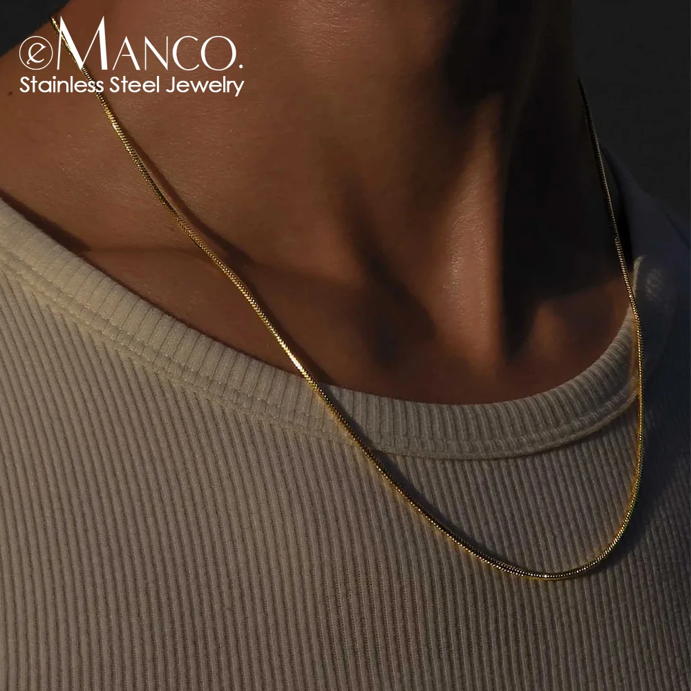 Collier Homme Acier Inoxydable Maille Carrée Simple – Image 2