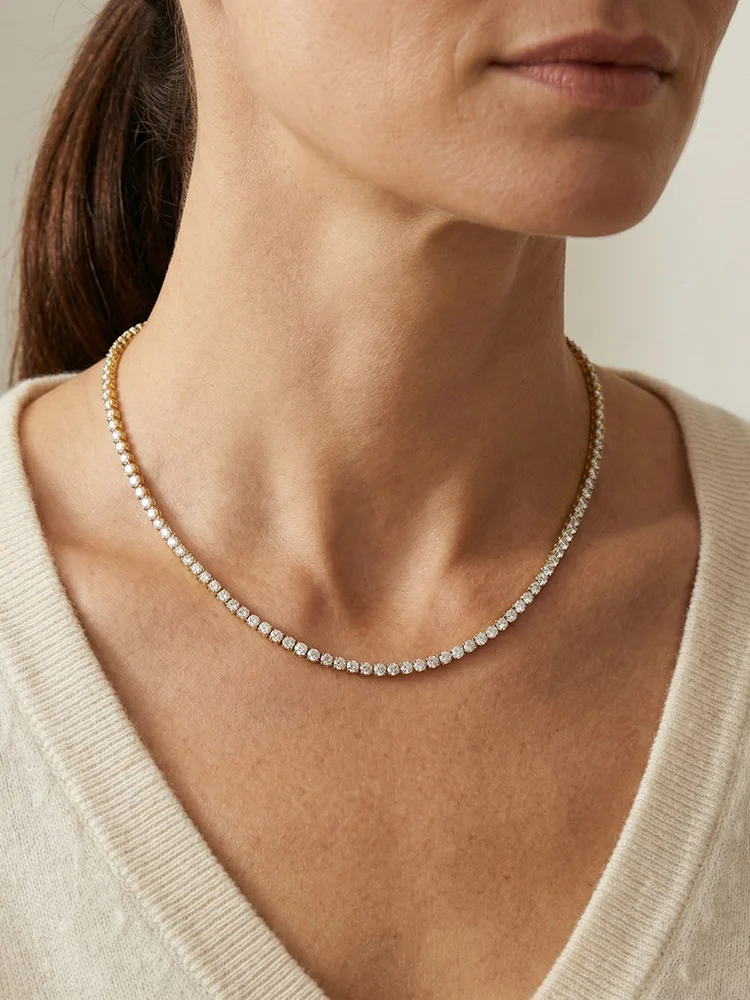 Collier Tennis Femme Acier Inoxydable Doré Zircons Cubiques Luxe – Image 3