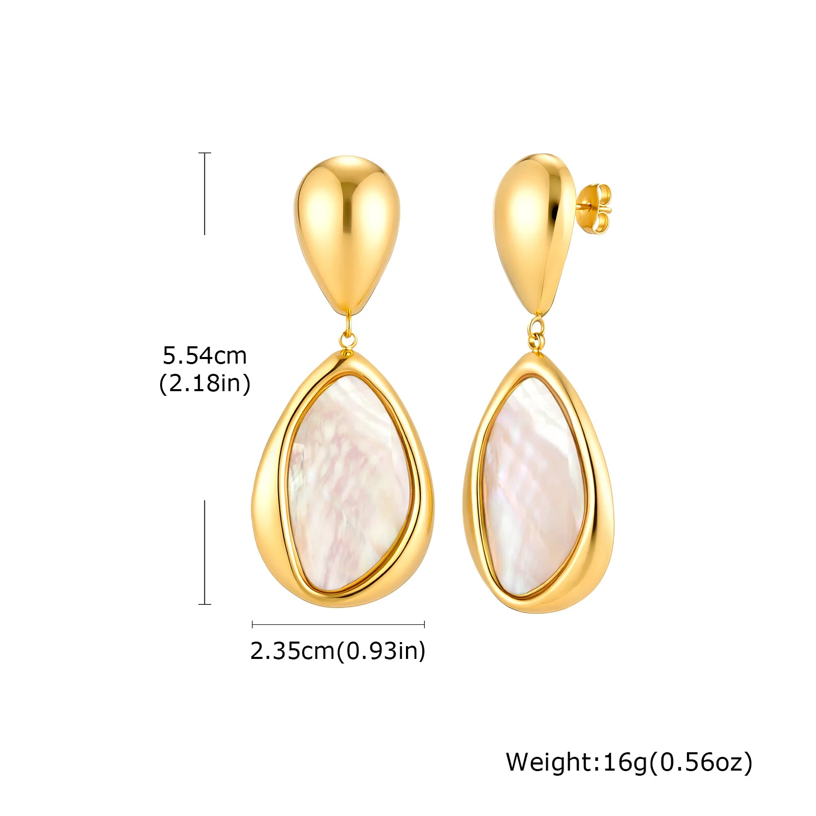 Boucles d'oreilles pendantes géométriques acier inoxydable plaqué or – Image 8