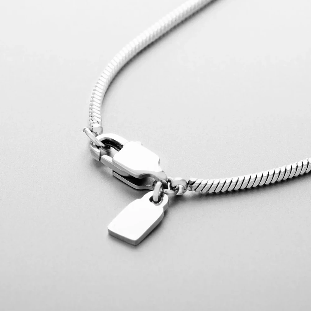 Collier Homme Acier Inoxydable Maille Carrée Simple – Image 5