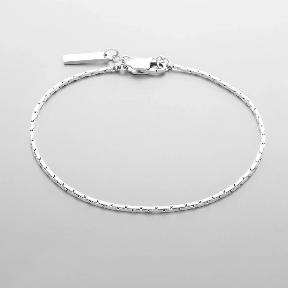 Bracelet homme acier inoxydable maille géométrique argenté – Image 6