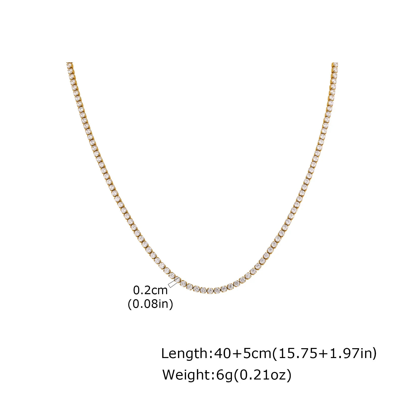 Collier Tennis Femme Acier Inoxydable Doré Zircons Cubiques Luxe – Image 7