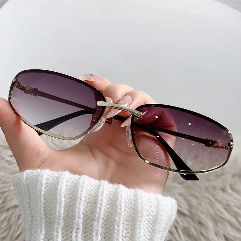 Lunettes de Soleil Ovale Femme Y2K Sans Monture UV400 – Image 12