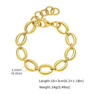 Bracelet Maillons Ovales Plaqué Or Acier Inoxydable Femme