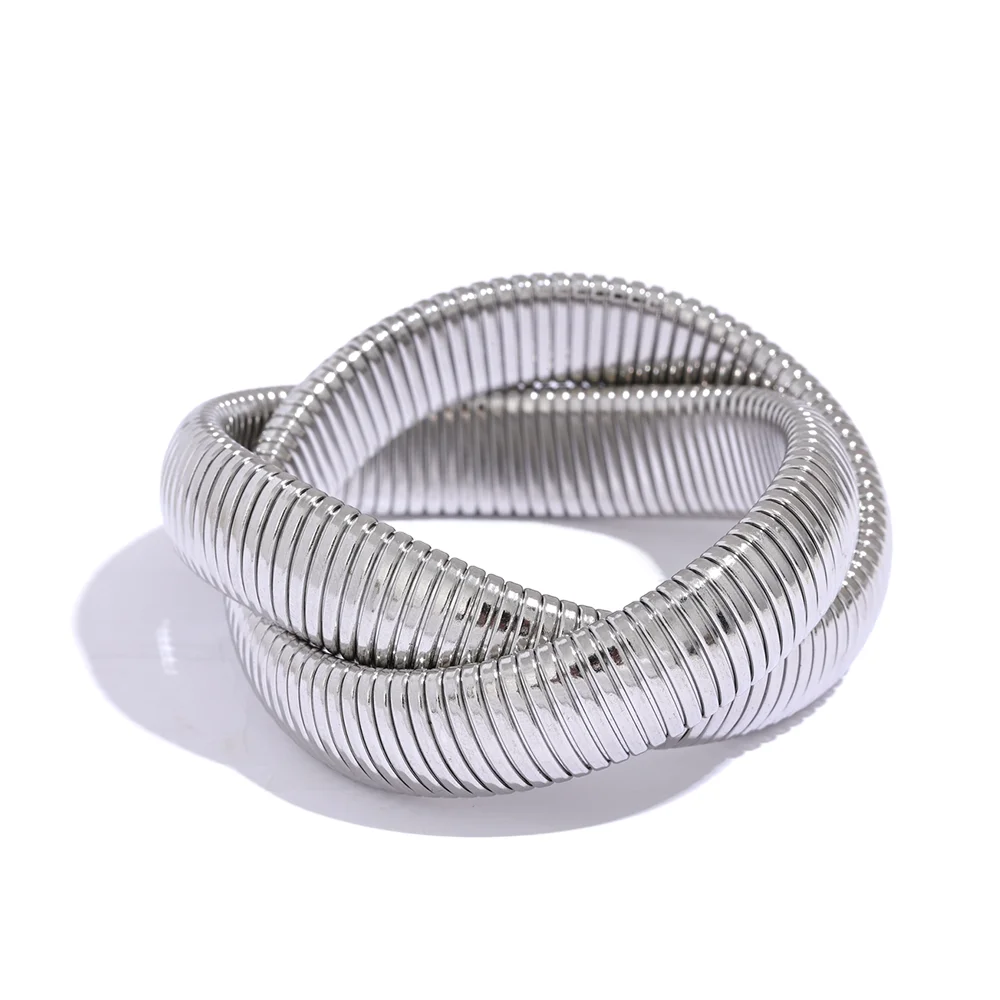 Bracelet Jonc Femme Acier Inoxydable Plaquage Or PVD Large – Image 7