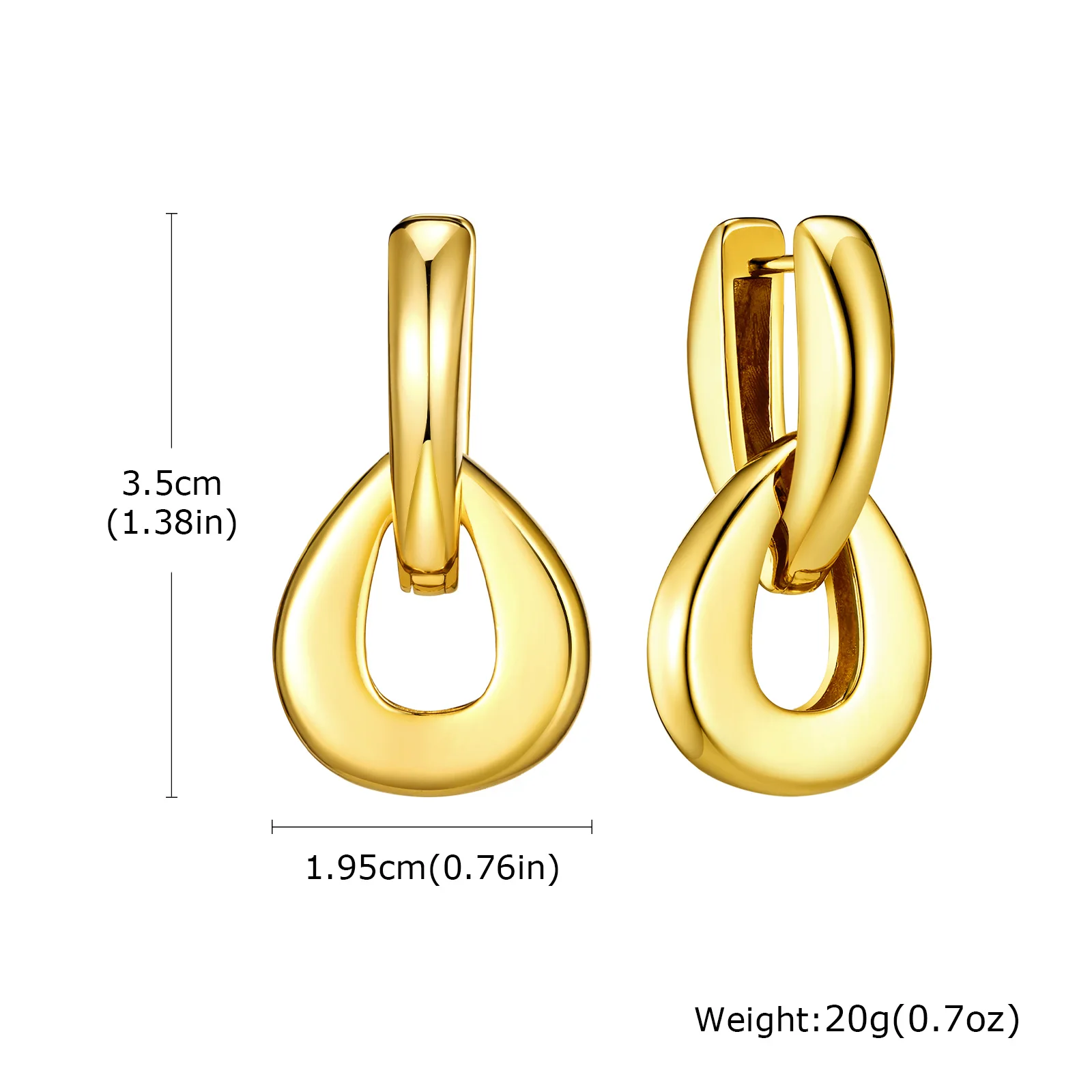 Boucles d'oreilles pendantes géométriques acier inoxydable plaqué or – Image 13