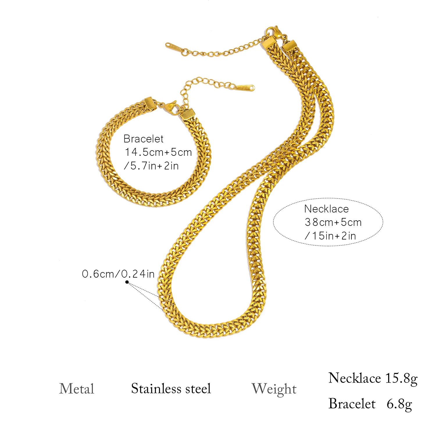 Collier chaîne épaisse femme Acier inoxydable plaqué or 18K vintage – Image 5