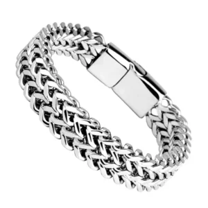 Bracelet Mixte Acier Inoxydable Tressé - Style Écaille Magnétique