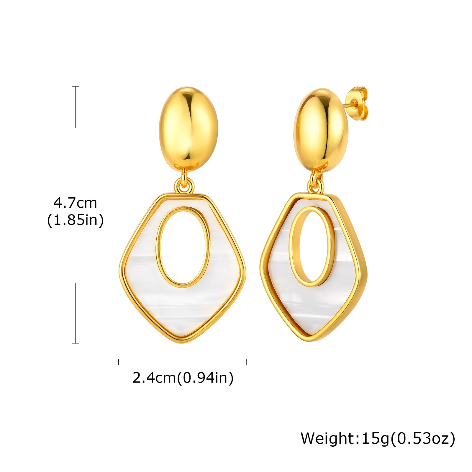 Boucles d'oreilles pendantes géométriques acier inoxydable plaqué or – Image 9