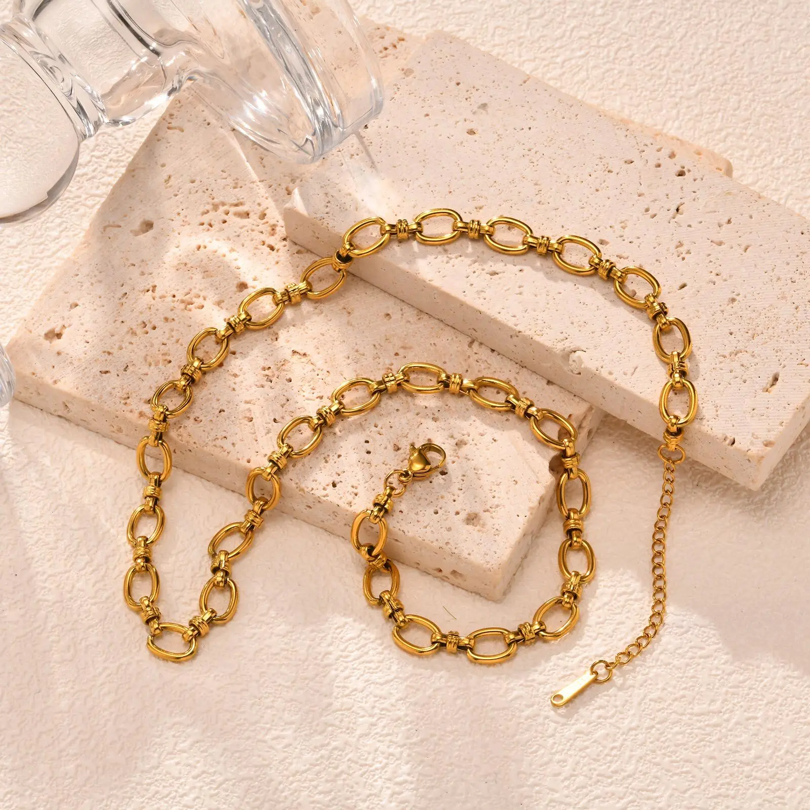 Collier Chaîne Acier Inoxydable Femme - Tendance Rétro Élégant – Image 6