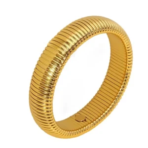 Bracelet Acier Inoxydable Plaqué Or 18K Rétro Unisexe