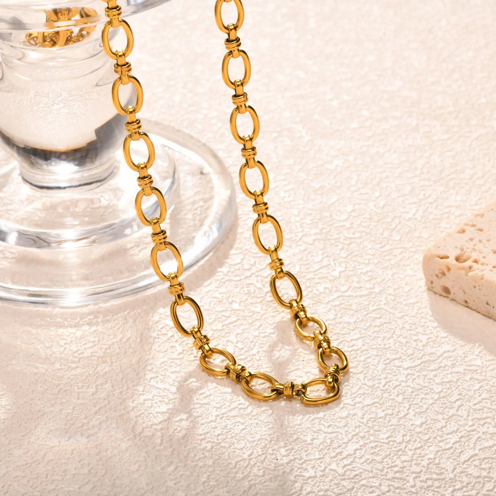 Collier Chaîne Acier Inoxydable Femme - Tendance Rétro Élégant – Image 5
