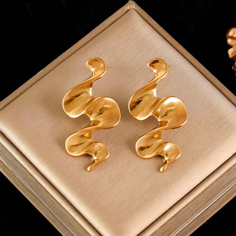 Boucles d'oreilles pendantes serpent en acier inoxydable femme – Image 12