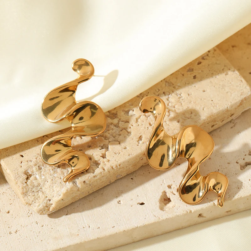 Boucles d'oreilles pendantes serpent en acier inoxydable femme – Image 3