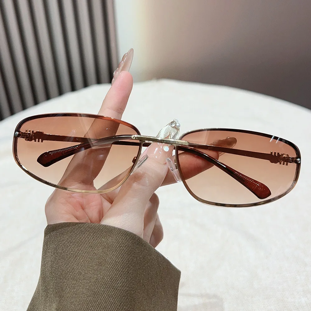 Lunettes de Soleil Ovale Femme Y2K Sans Monture UV400 – Image 11