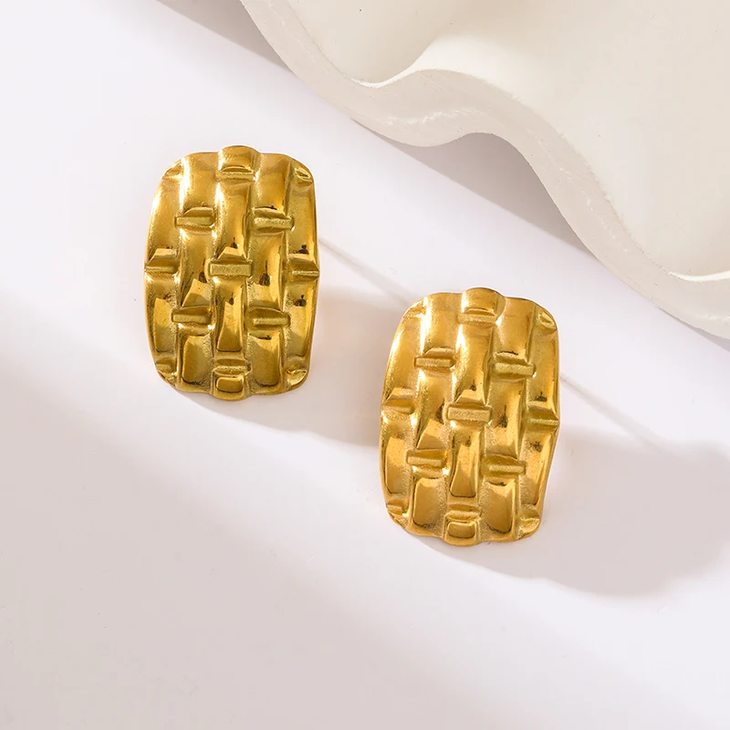 Boucles d'Oreilles Puces Géométriques Plaqué Or Femme – Image 7