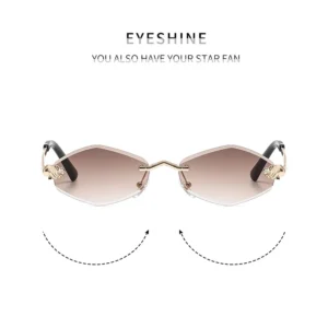 Lunettes de soleil Femme Polygon sans monture marron vintage