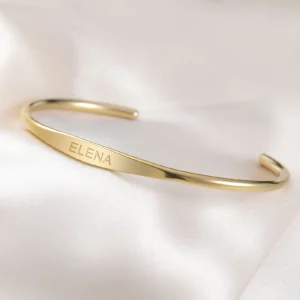 Bracelet jonc femme personnalisé acier inoxydable – Initiale prénom
