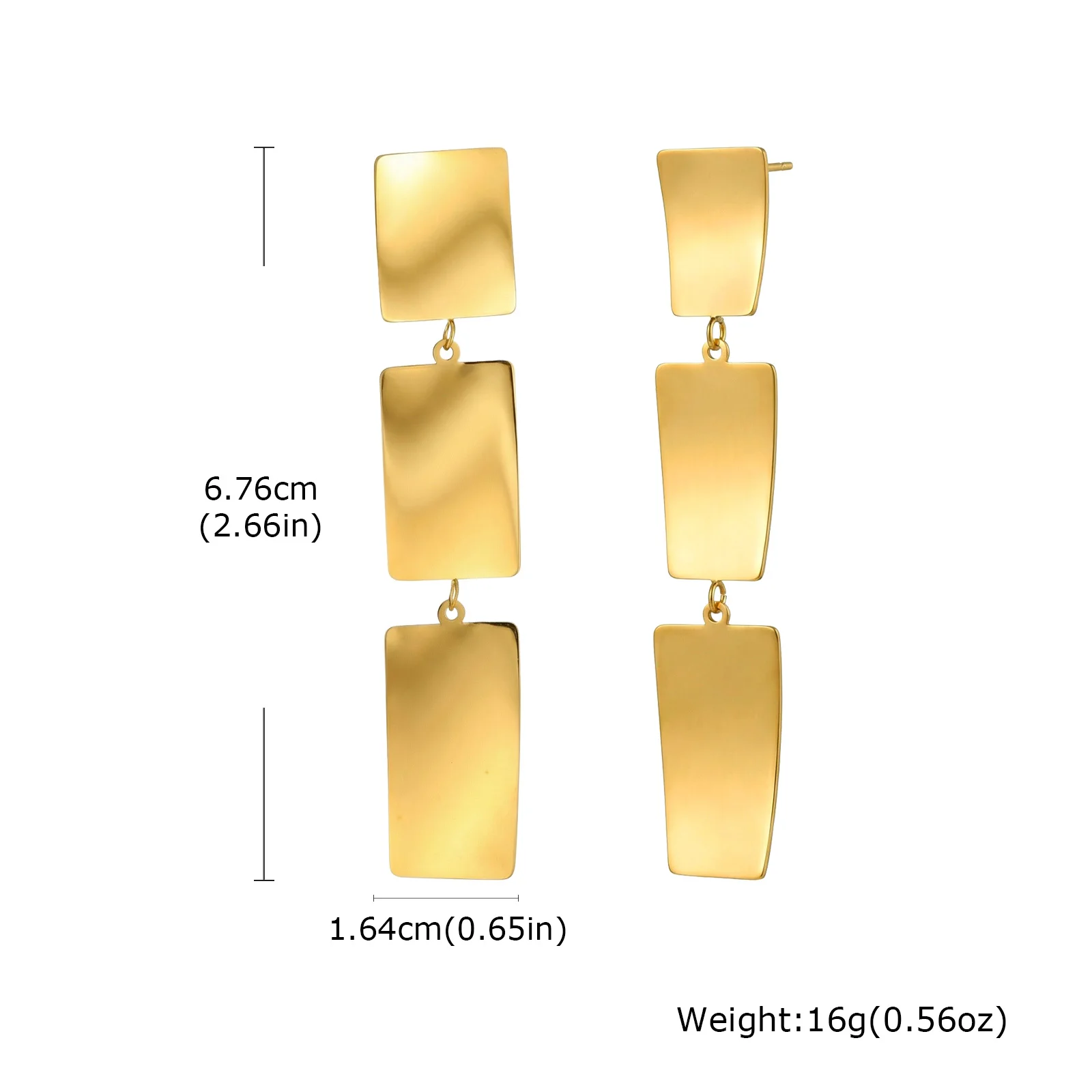 Boucles d'oreilles pendantes géométriques acier inoxydable plaqué or – Image 10