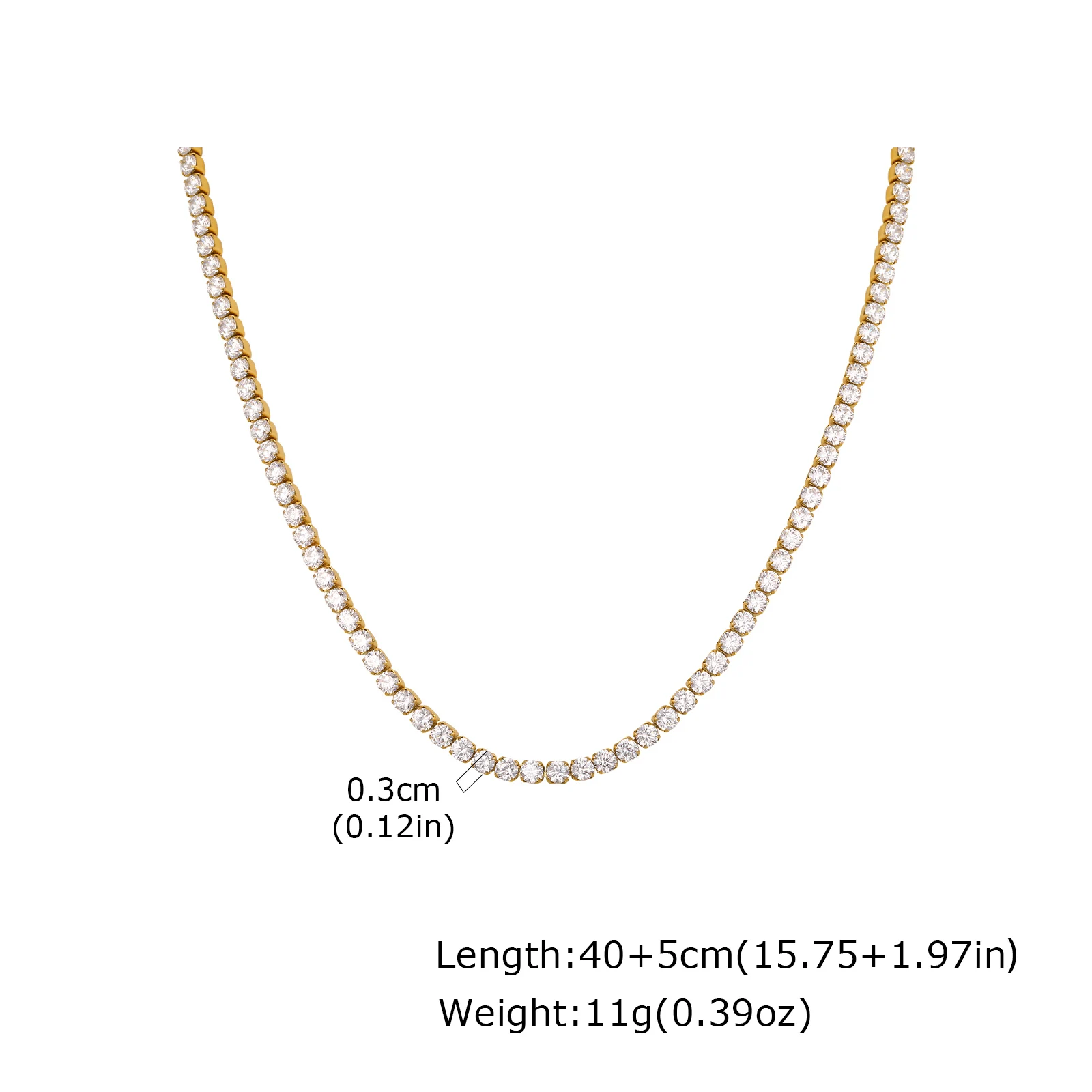 Collier Tennis Femme Acier Inoxydable Doré Zircons Cubiques Luxe – Image 8