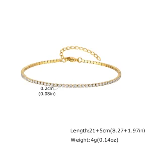 Chaîne de cheville Tennis femme Plaqué Or 18K Zirconia - Étanche