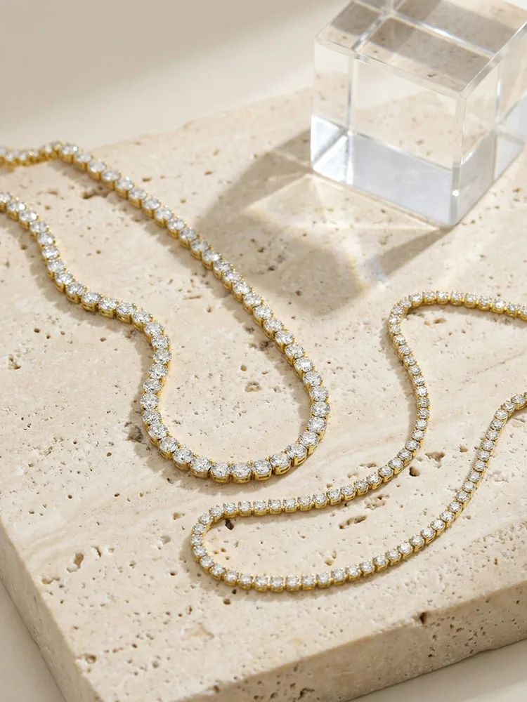 Collier Tennis Femme Acier Inoxydable Doré Zircons Cubiques Luxe – Image 4