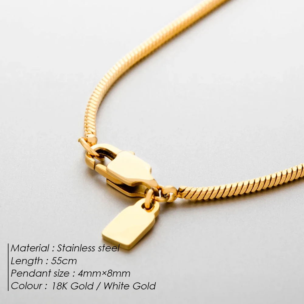 Collier Homme Acier Inoxydable Maille Carrée Simple – Image 3