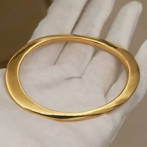 Bracelet Jonc Acier Inoxydable Doré Femme Classique Géométrique