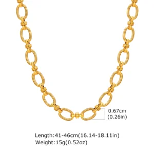 Collier Chaîne Acier Inoxydable Femme - Tendance Rétro Élégant