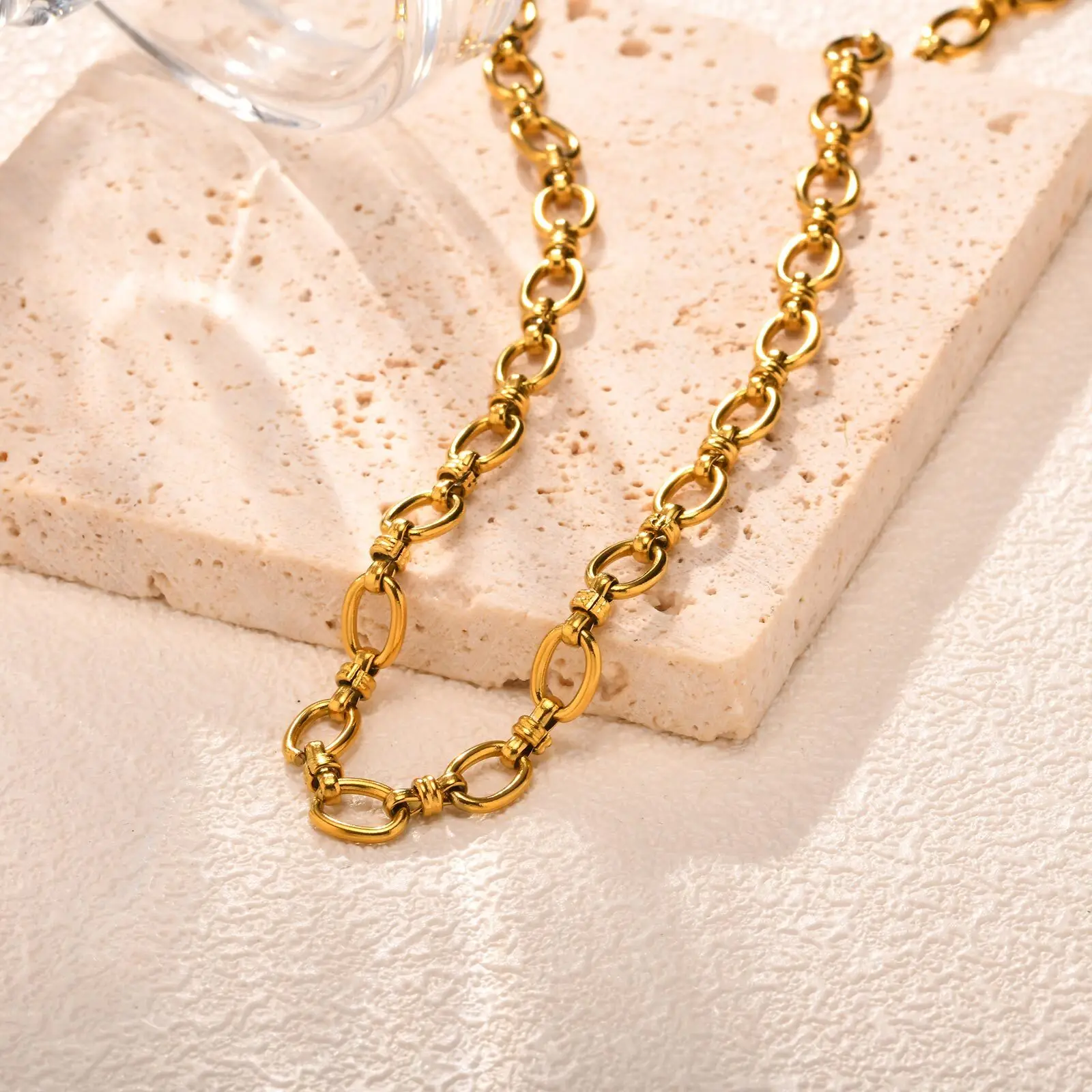 Collier Chaîne Acier Inoxydable Femme - Tendance Rétro Élégant – Image 4