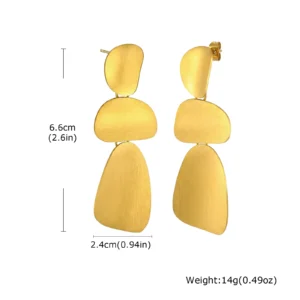 Boucles d'oreilles pendantes géométriques acier inoxydable plaqué or
