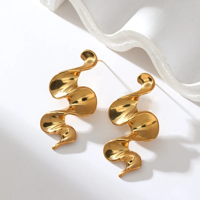 Boucles d'oreilles pendantes serpent en acier inoxydable femme